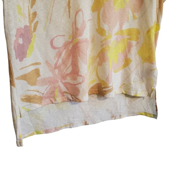 Ted Baker White/Yellow/Pink Watercolor Floral Ciana V-Neck Linen Top 2 - Picture 4 of 15
